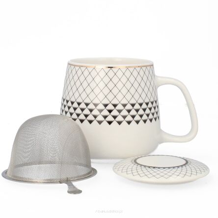 Kubek z porcelany 500 ml z zaparzaczem i pokrywką 06