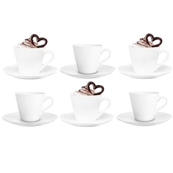 Komplet 6 FILIŻANEK ze spodkami 250 ml skośne