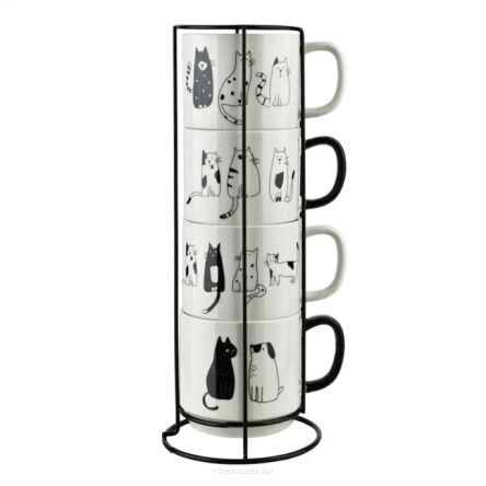 Kubek z porcelany 370 ml na stojaku 4 sztuki