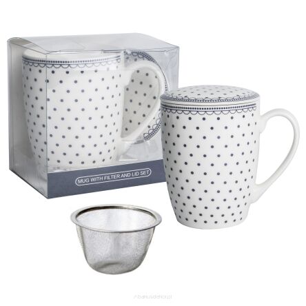 Kubek z porcelany 350 ml z zaparzaczem i pokrywką 105