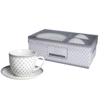 FILIŻANKA 250 ze spodkiem porcelana zestaw 2 sztuki 105