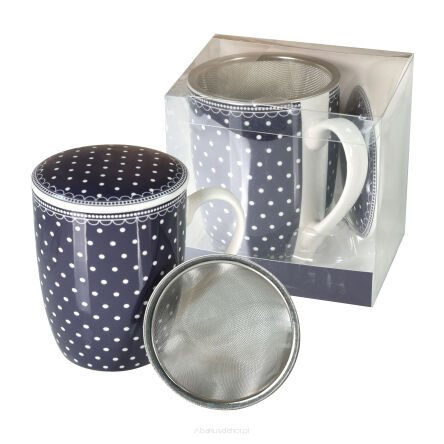 Kubek z porcelany 350 ml z zaparzaczem i pokrywką 102