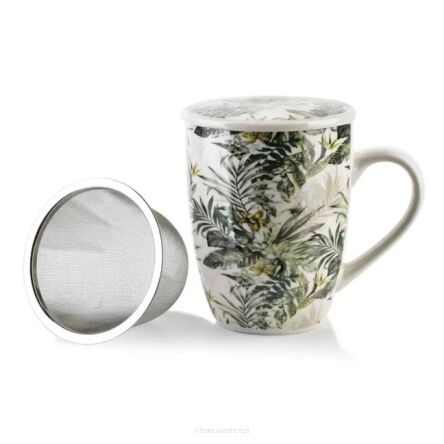 Kubek z porcelany 320 ml z zaparzaczem i pokrywką EDDY