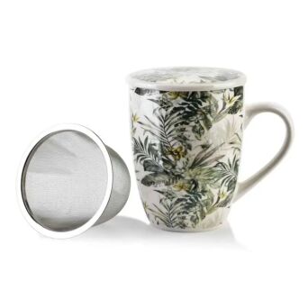 Kubek z porcelany 320 ml z zaparzaczem i pokrywką EDDY