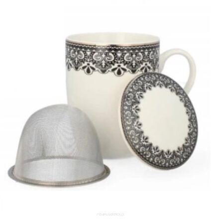 Kubek z porcelany 350 ml z zaparzaczem i pokrywką 41