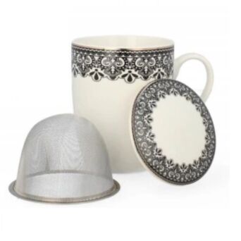 Kubek z porcelany 350 ml z zaparzaczem i pokrywką 41