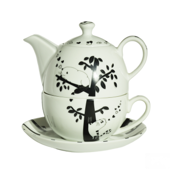 FILIŻANKA Z CZAJNICZKIEM z porcelany Happy cat
