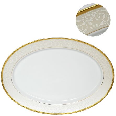 Biały półmisek owalny 36,5x26,5 duży porcelana Martha Gold Bogucice