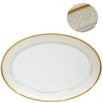 Biały półmisek owalny 36,5x26,5 duży porcelana Martha Gold Bogucice