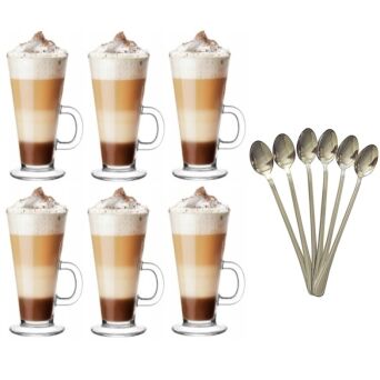 KUBEK Caffe Latte 250 ml 6 sztuk + łyżeczki