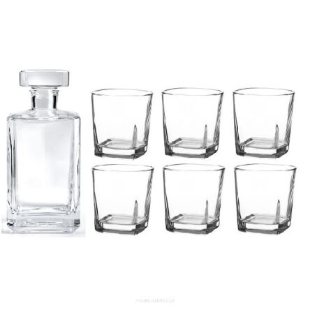 KARAFKA BURBON 0,7 L + 6 SZKLANEK KWADRAT