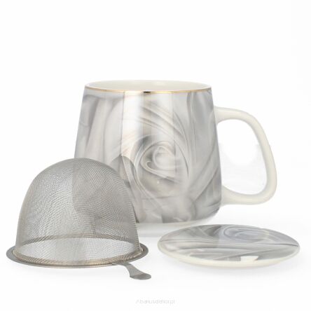 Kubek z porcelany 500 ml z zaparzaczem i pokrywką 09