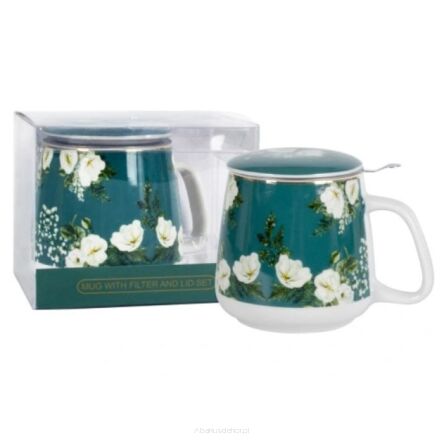 Kubek z porcelany 500 ml z zaparzaczem i pokrywką 02